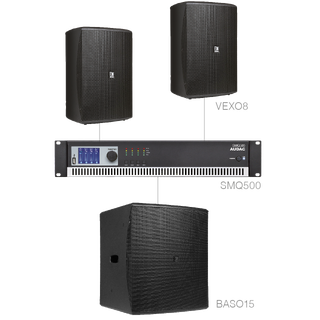 Forte8.3, 2x Vexo8, 1x Baso15 + SMQ500 Installasjonspakke - 200m2 - Sort